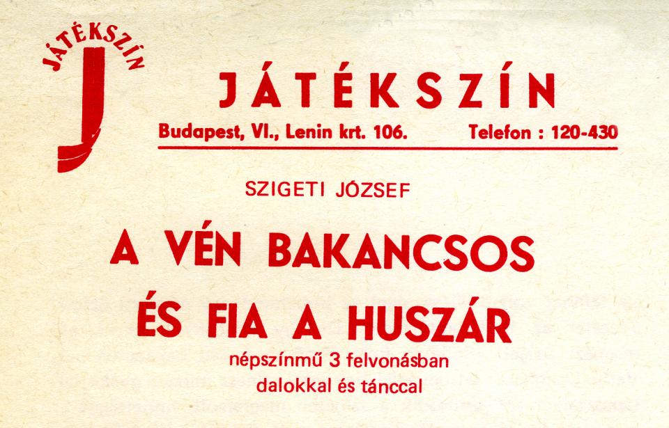 A vén bakancsos_Játékszín-színlap